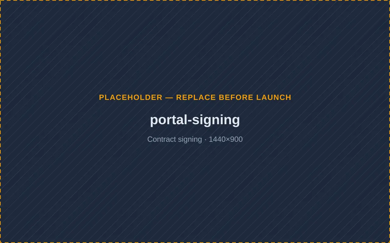 Worknizer client portal contract screen with a canvas signature pad the customer signs on screen
